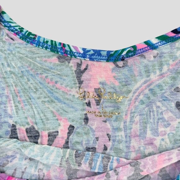 Lilly Pulitzer Women's PJ Tank Top Knit Ruffle High Tide Navy Pajamas Size Lrg - Picture 5 of 8